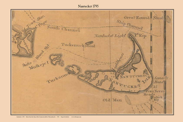 Nantucket 1795 Osgood Carleton - Old Map Reprint 1-Town