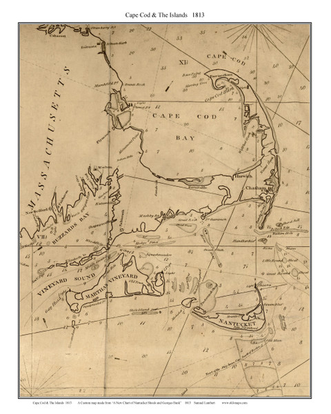 Cape Cod & Islands 1813 Lambert - Old Map Custom Print CC-All