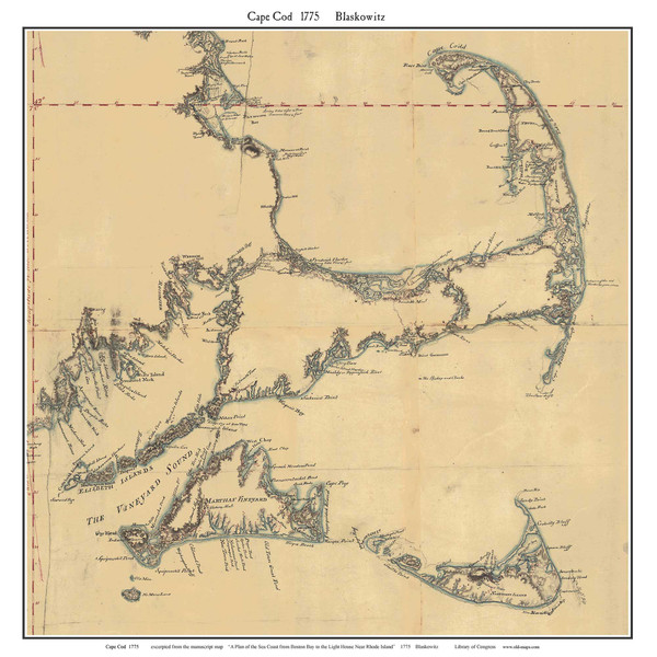 Cape Cod 1775 Blaskowitz - Old Map Custom Print CC-All