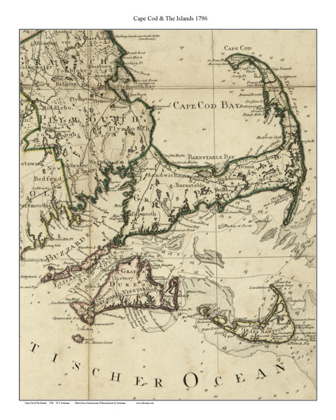 Cape Cod 1796 Sotzmann - Old Map Custom Print