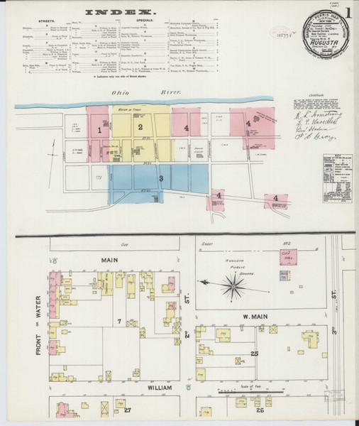 Augusta Kentucky 1890 - Fire Insurance Index - Old Map Reprint