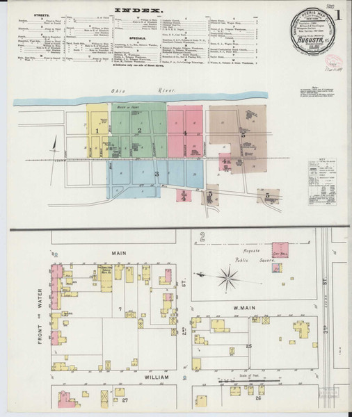 Augusta Kentucky 1895 - Fire Insurance Index - Old Map Reprint