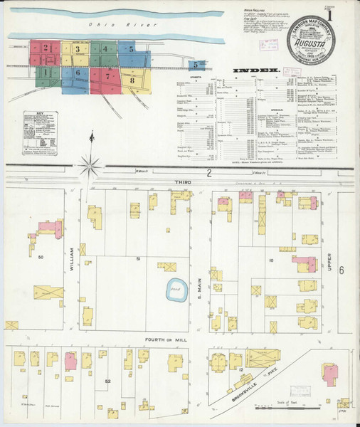 Augusta Kentucky 1909 - Fire Insurance Index - Old Map Reprint