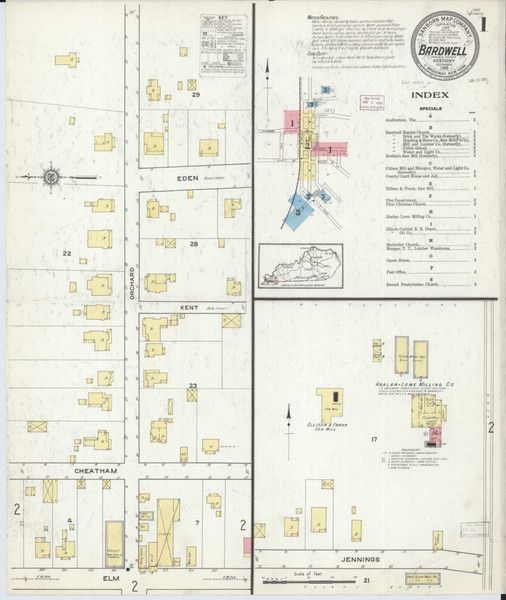 Bardwell Kentucky 1915 - Fire Insurance Index - Old Map Reprint