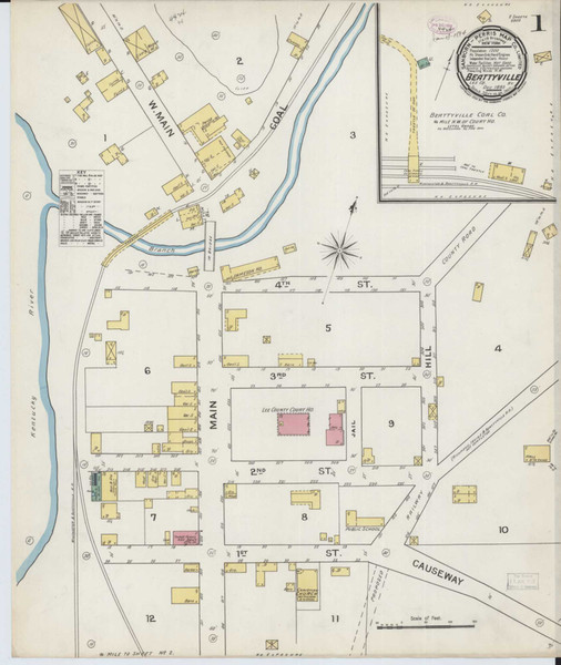 Beattyville Kentucky 1893 - Fire Insurance Index - Old Map Reprint