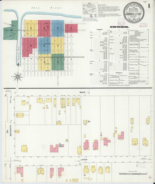 Carrollton Kentucky 1908 - Fire Insurance Index - Old Map Reprint