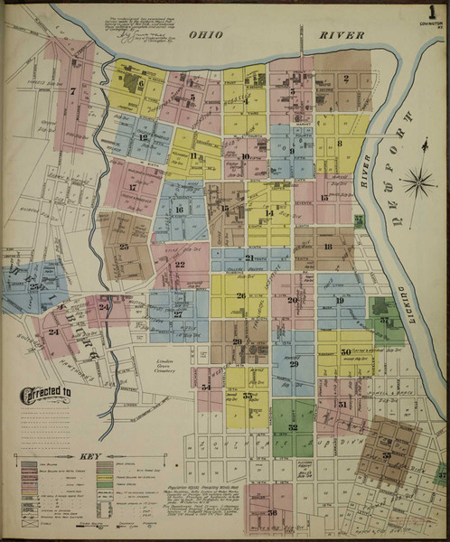 Covington Kentucky 1886 - Fire Insurance Index - Old Map Reprint