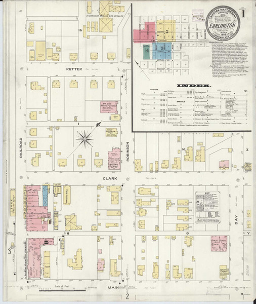 Earlington Kentucky 1909 - Fire Insurance Index - Old Map Reprint