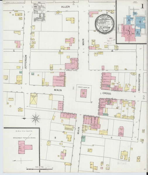 Elkton Kentucky 1893 - Fire Insurance Index - Old Map Reprint