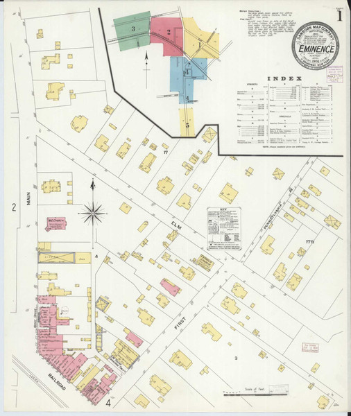 Eminence Kentucky 1908 - Fire Insurance Index - Old Map Reprint