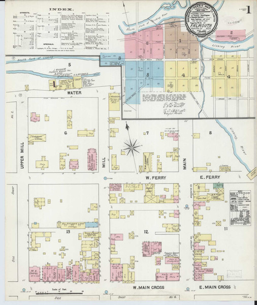 Falmouth Kentucky 1891 - Fire Insurance Index - Old Map Reprint