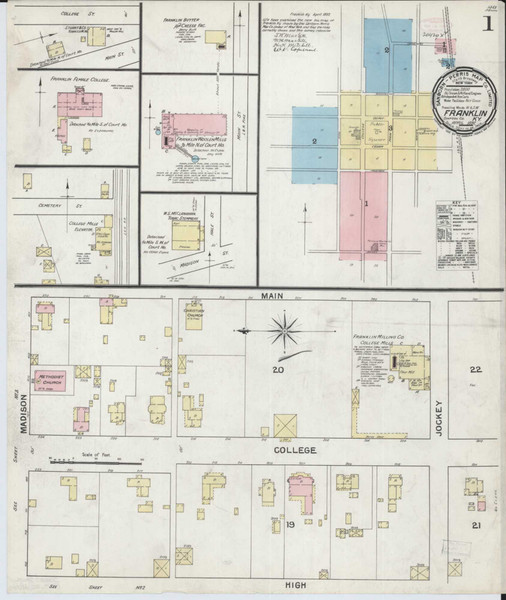 Franklin Kentucky 1892 - Fire Insurance Index - Old Map Reprint