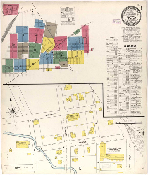 Fulton Kentucky 1909 - Fire Insurance Index - Old Map Reprint