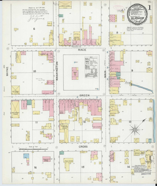 Glasgow Kentucky 1892 - Fire Insurance Index - Old Map Reprint