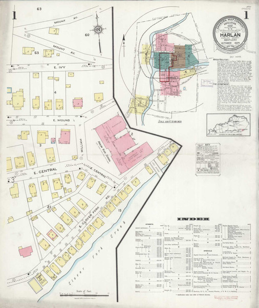 Harlan Kentucky 1925-10 - Fire Insurance Index - Old Map Reprint