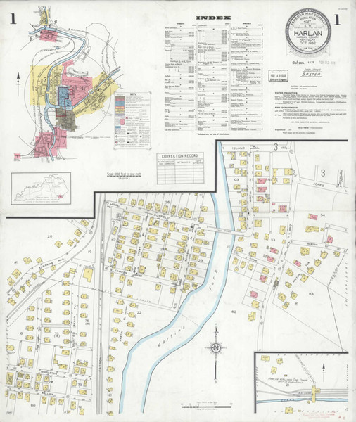 Harlan Kentucky 1932 - Fire Insurance Index - Old Map Reprint