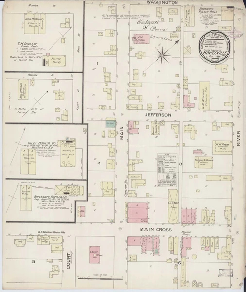 Hawesville Kentucky 1886 - Fire Insurance Index - Old Map Reprint