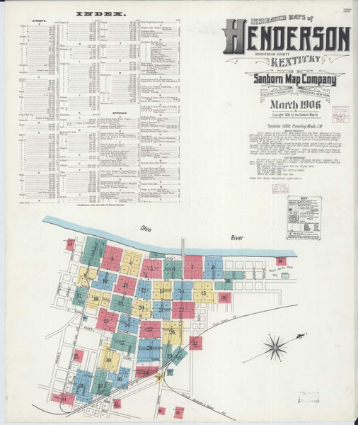 Henderson Kentucky 1906 - Fire Insurance Index - Old Map Reprint