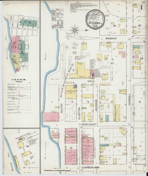 Hickman Kentucky 1892 - Fire Insurance Index - Old Map Reprint