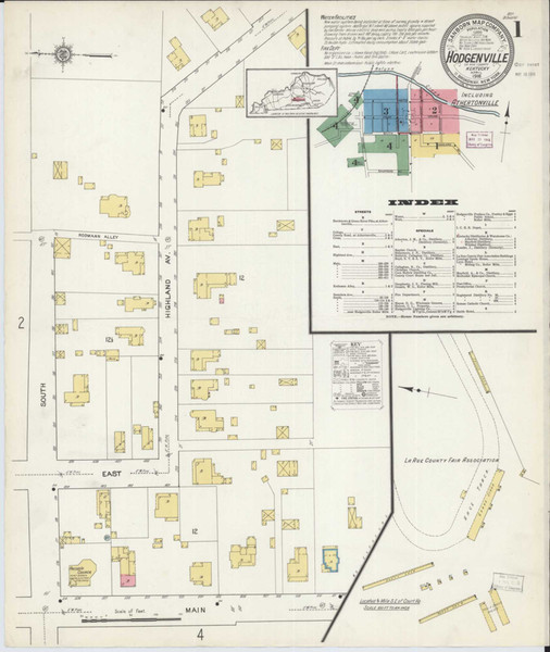 Hodgenville Kentucky 1916 - Fire Insurance Index - Old Map Reprint