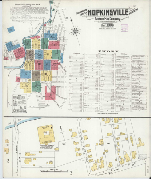 Hopkinsville Kentucky 1906 - Fire Insurance Index - Old Map Reprint