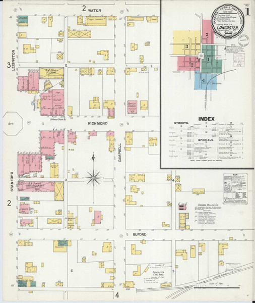 Lancaster Kentucky 1901 - Fire Insurance Index - Old Map Reprint