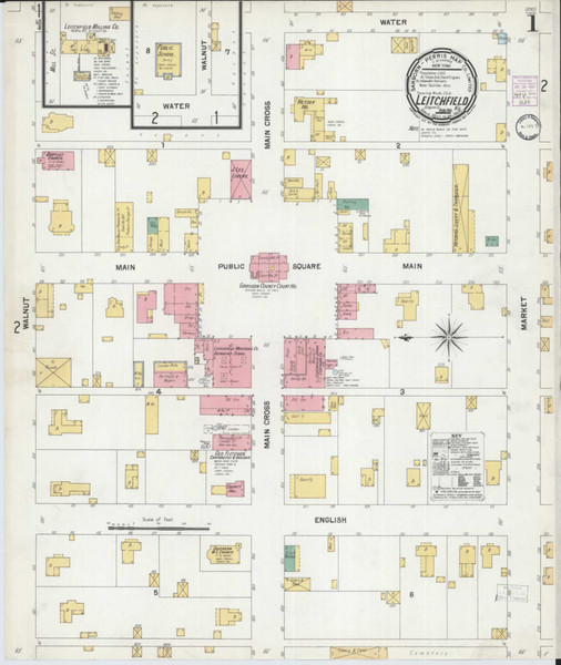 Leitchfield Kentucky 1901 - Fire Insurance Index - Old Map Reprint