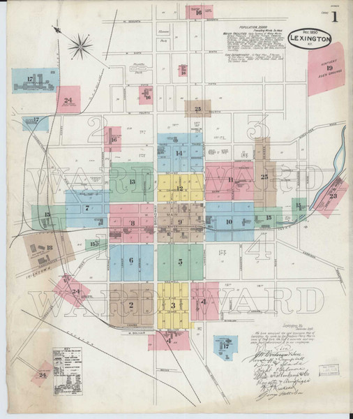 Lexington Kentucky 1890 - Fire Insurance Index - Old Map Reprint
