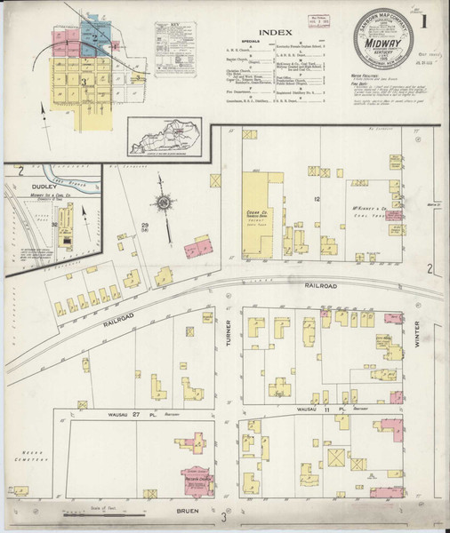 Midway Kentucky 1915 - Fire Insurance Index - Old Map Reprint
