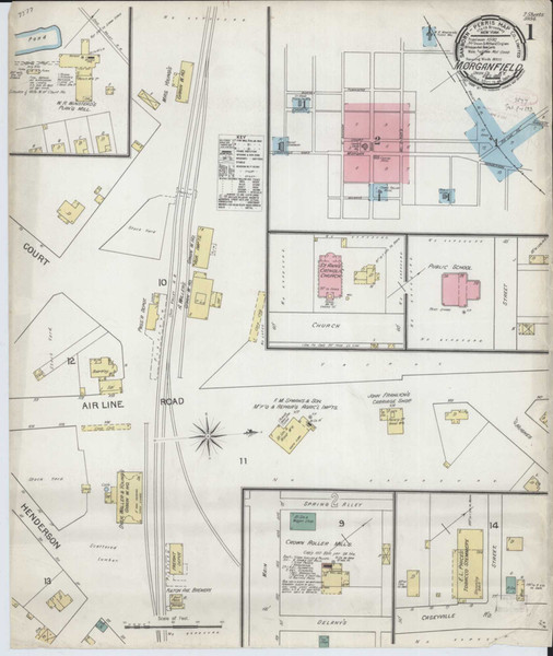 Morganfield Kentucky 1892 - Fire Insurance Index - Old Map Reprint