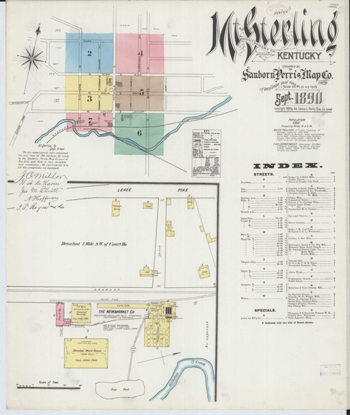 Mount Sterling Kentucky 1890 - Fire Insurance Index - Old Map Reprint