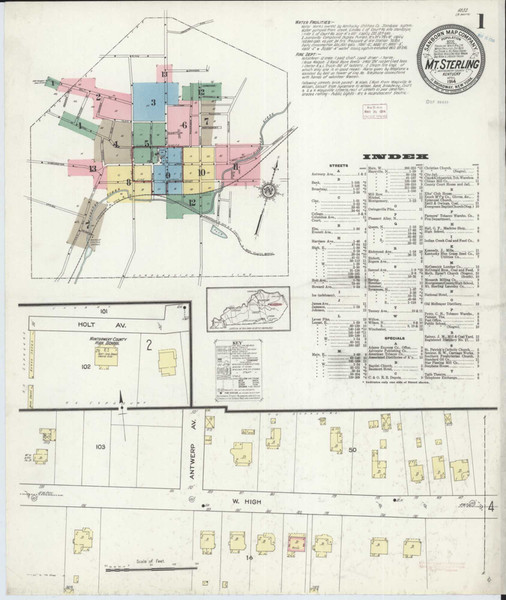 Mount Sterling Kentucky 1914 - Fire Insurance Index - Old Map Reprint