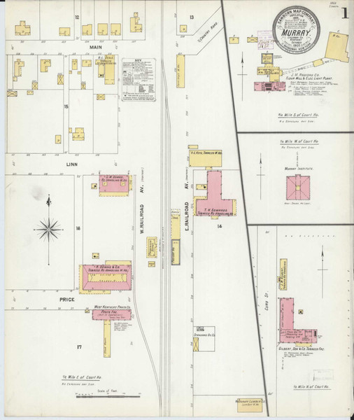 Murray Kentucky 1902 - Fire Insurance Index - Old Map Reprint