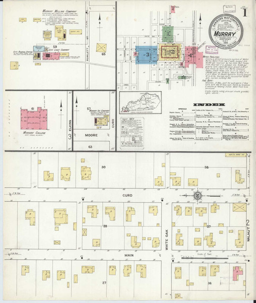 Murray Kentucky 1916 - Fire Insurance Index - Old Map Reprint