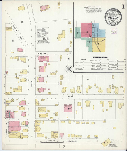 Owenton Kentucky 1908 - Fire Insurance Index - Old Map Reprint
