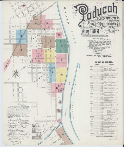 Paducah Kentucky 1889 - Fire Insurance Index - Old Map Reprint