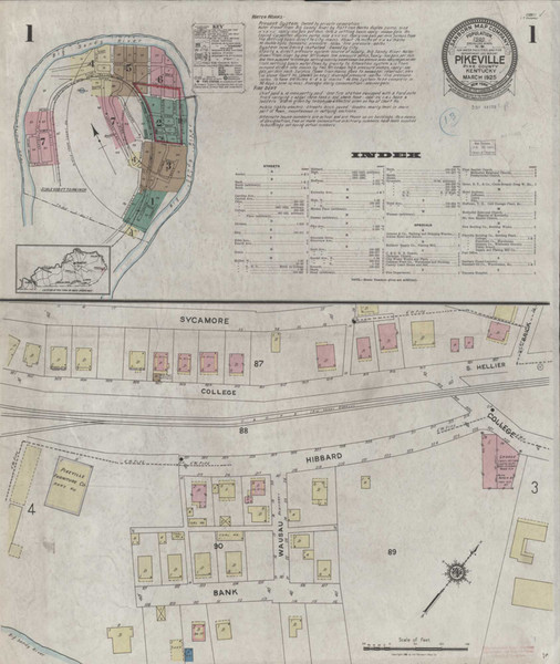 Pikeville Kentucky 1925 - Fire Insurance Index - Old Map Reprint
