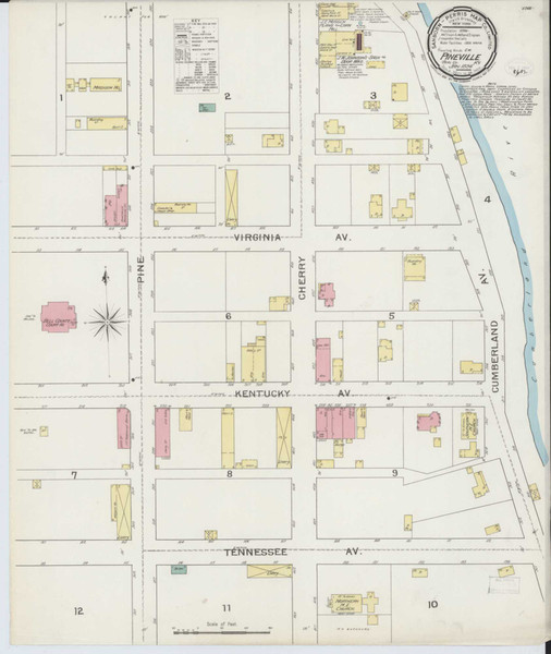 Pineville Kentucky 1894 - Fire Insurance Index - Old Map Reprint