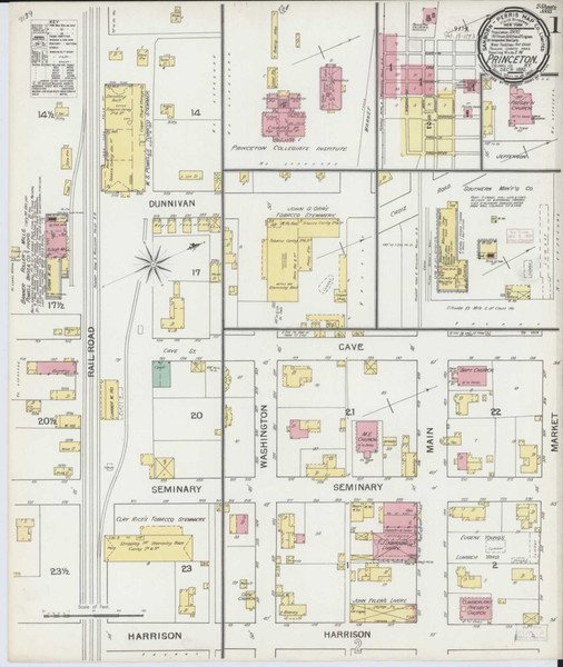 Princeton Kentucky 1892 - Fire Insurance Index - Old Map Reprint