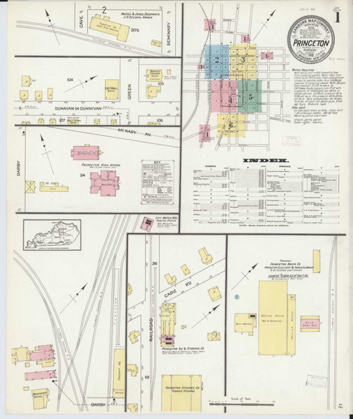 Princeton Kentucky 1913 - Fire Insurance Index - Old Map Reprint