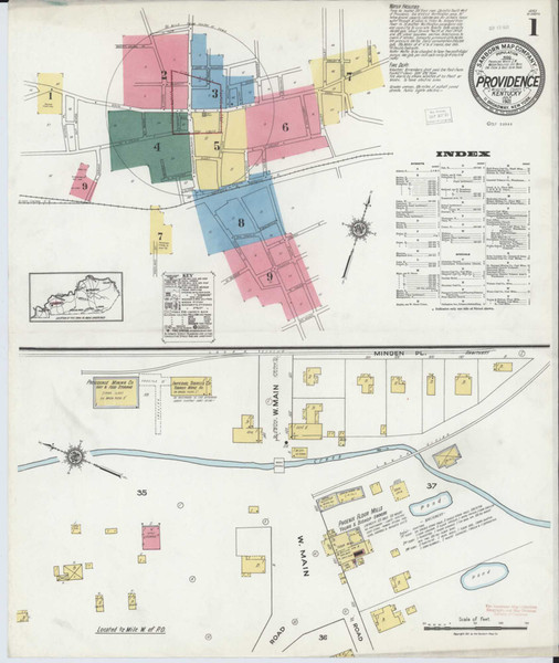 Providence Kentucky 1921 - Fire Insurance Index - Old Map Reprint