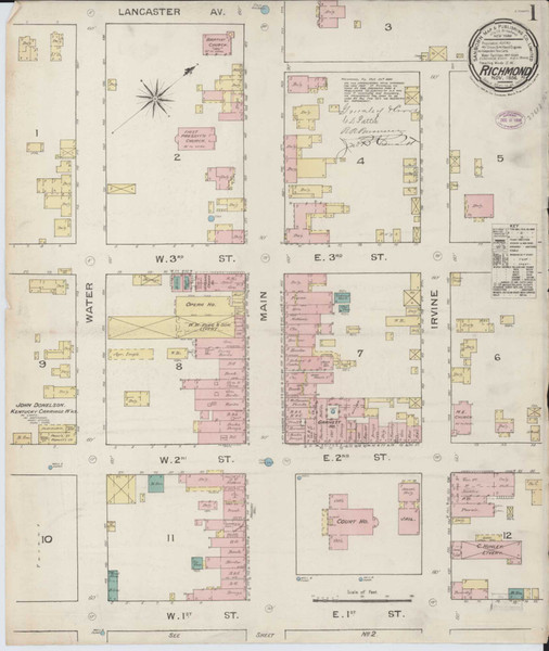 Richmond Kentucky 1886 - Fire Insurance Index - Old Map Reprint