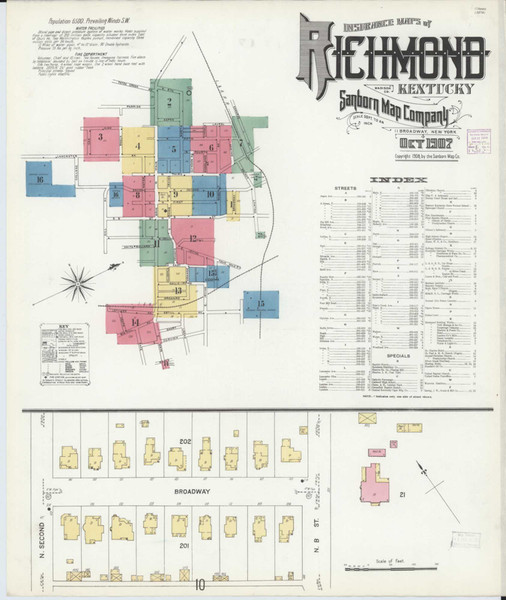Richmond Kentucky 1907 - Fire Insurance Index - Old Map Reprint