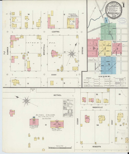 Russellville Kentucky 1897 - Fire Insurance Index - Old Map Reprint