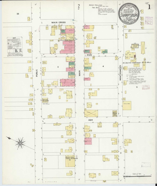 Sharpsburg Kentucky 1907 - Fire Insurance Index - Old Map Reprint