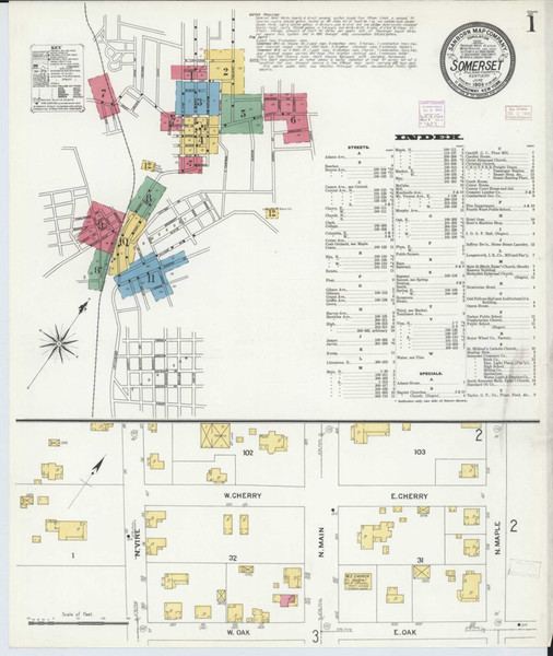 Somerset Kentucky 1908 - Fire Insurance Index - Old Map Reprint