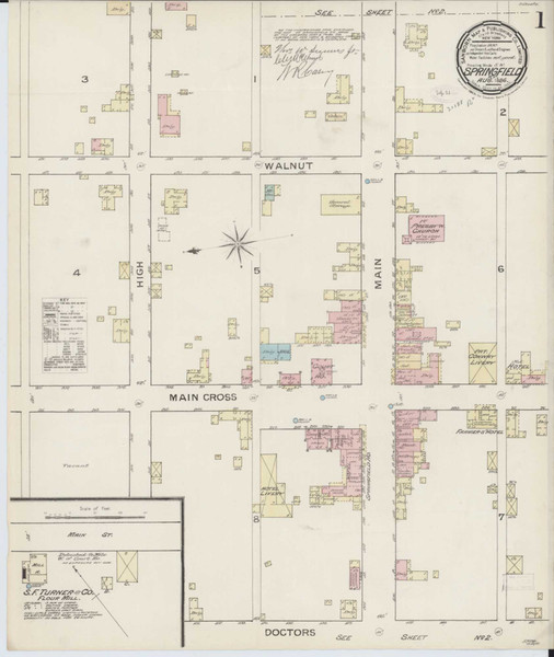 Springfield Kentucky 1886 - Fire Insurance Index - Old Map Reprint