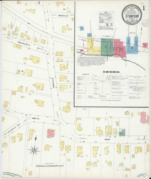 Stanford Kentucky 1908 - Fire Insurance Index - Old Map Reprint