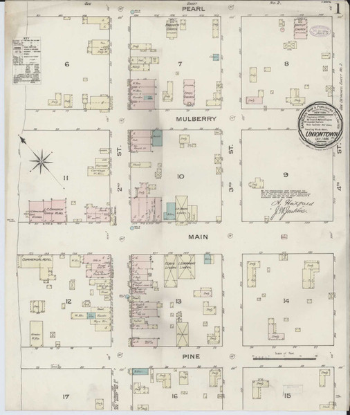 Uniontown Kentucky 1886 - Fire Insurance Index - Old Map Reprint