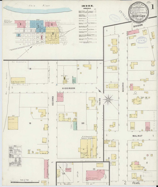 Uniontown Kentucky 1897 - Fire Insurance Index - Old Map Reprint